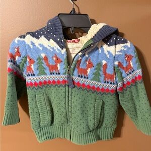 Kids Green Fox Patterned Hoodie